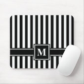 Schwarzer moderner Streifen mit Monogramm Mousepad (Mit Mouse)
