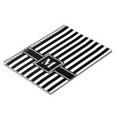 Schwarzer moderner Streifen mit Monogramm Notizblock (Linke Seite)