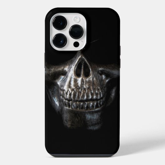 Schwarzer moderner Totenkopf iPhone Hülle (Rückseite)