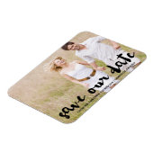 Schwarzer moderner Typografie Save-the-Date-Magnet Magnet (Linke Seite)