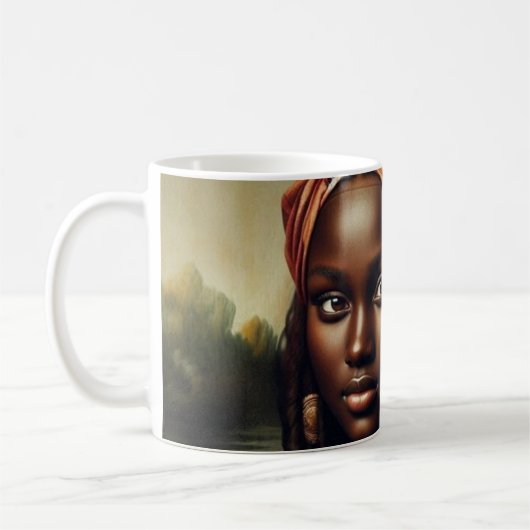 Schwarzer Mona Lisa neuinterpretierter Kunstdruck Kaffeetasse (Links)