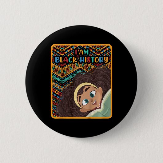 Schwarzer Monat der Geschichte für Kinder Afro-Lie Button (Vorderseite)