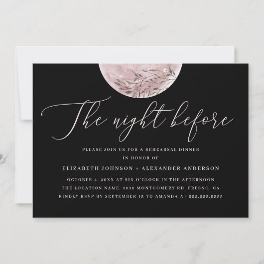 Schwarzer Mond | Festliches Probe Abendessen Einladung (Vorderseite)