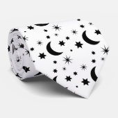 Schwarzer Mond u. Sterne Krawatte (Gerollt)