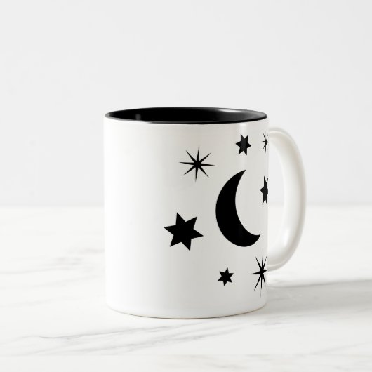 Schwarzer Mond u. Sterne Zweifarbige Tasse (VorderseiteRechts)