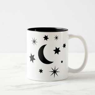 Schwarzer Mond u. Sterne Zweifarbige Tasse