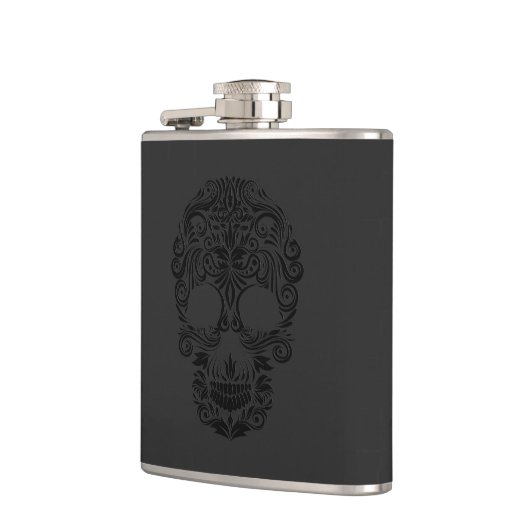 Schwarzer monochromatischer Blumenzucker Flachmann (Links)