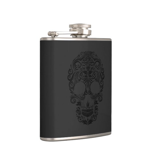 Schwarzer monochromatischer Blumenzucker Flachmann (Rechts)