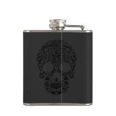 Schwarzer monochromatischer Blumenzucker Flachmann (Rückseite)