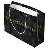 Schwarzer monochromatischer glänzender Hintergrund Große Geschenktüte (Rückseite Schrägansicht)