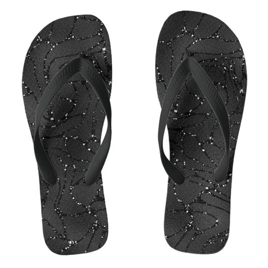 Schwarzer monochromatischer Glitterhintergrund Badesandalen (Fußbett)