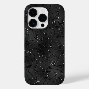 Schwarzer monochromatischer Glitterhintergrund Case-Mate iPhone 14 Pro Hülle