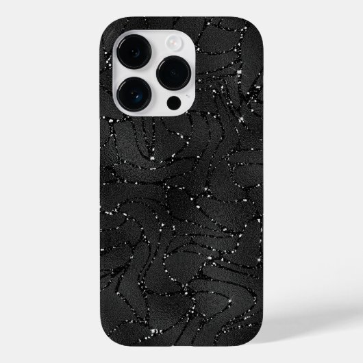 Schwarzer monochromatischer Glitterhintergrund Case-Mate iPhone Hülle (Rückseite)