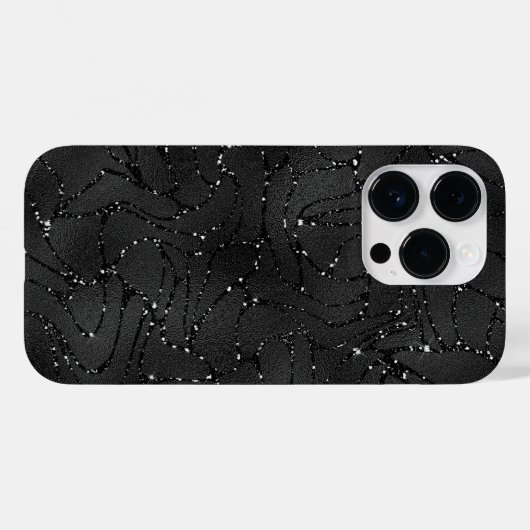 Schwarzer monochromatischer Glitterhintergrund Case-Mate iPhone Hülle (Rückseite (Horizontal))