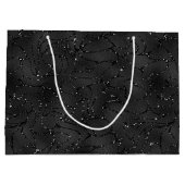 Schwarzer monochromatischer Glitterhintergrund Große Geschenktüte (Rückseite)