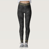 Schwarzer monochromatischer Glitterhintergrund Leggings (Vorderseite)