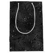 Schwarzer monochromatischer Glitterhintergrund Mittlere Geschenktüte (Vorderseite)