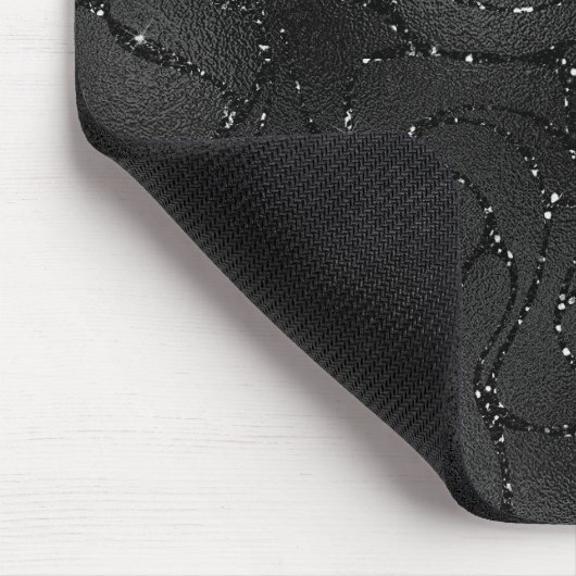 Schwarzer monochromatischer Glitterhintergrund Mousepad (Ecke)