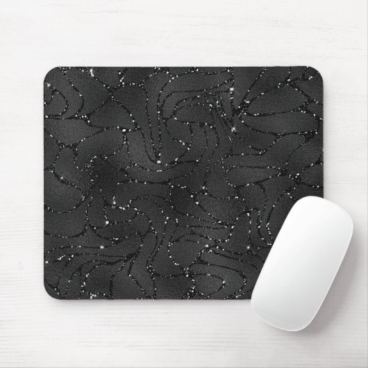 Schwarzer monochromatischer Glitterhintergrund Mousepad (Mit Mouse)