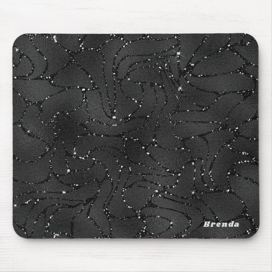 Schwarzer monochromatischer Glitterhintergrund Mousepad (Vorne)