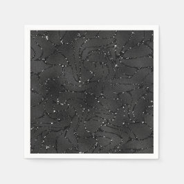 Schwarzer monochromatischer Glitterhintergrund Serviette