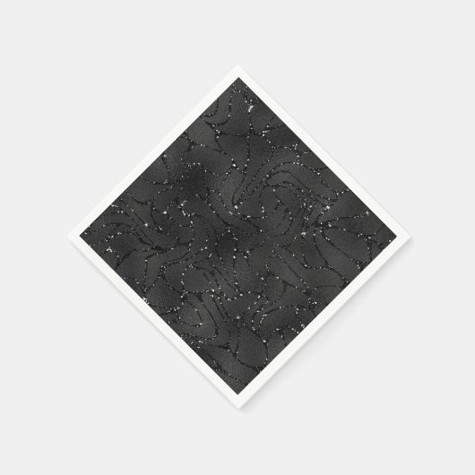 Schwarzer monochromatischer Glitterhintergrund Serviette (Ecke)