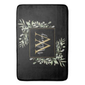 Schwarzer Monogramm-Grünpflanzen Badematte (Vorderseite Vertikal)