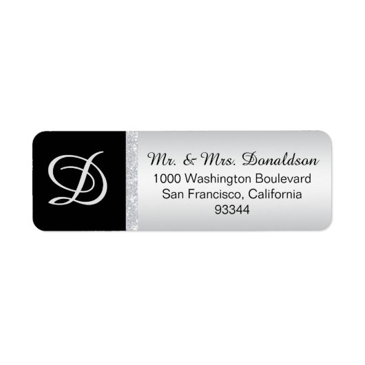 Schwarzer Monogramm-Letter des Silver Glitzer (Vorne)