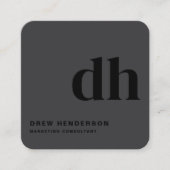 Schwarzer Monogramm-Professional-QR-Code Quadratische Visitenkarte (Vorderseite)