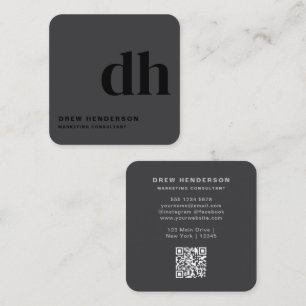 Schwarzer Monogramm-Professional-QR-Code Quadratische Visitenkarte