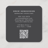Schwarzer Monogramm-Professional-QR-Code Quadratische Visitenkarte (Rückseite)