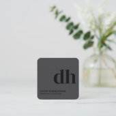 Schwarzer Monogramm-Professional-QR-Code Quadratische Visitenkarte (Stehend Vorderseite)
