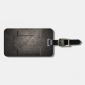 Schwarzer Monogramm-Reise-BronzeGepäckanhänger des Gepäckanhänger (Vorderseite horizontal)