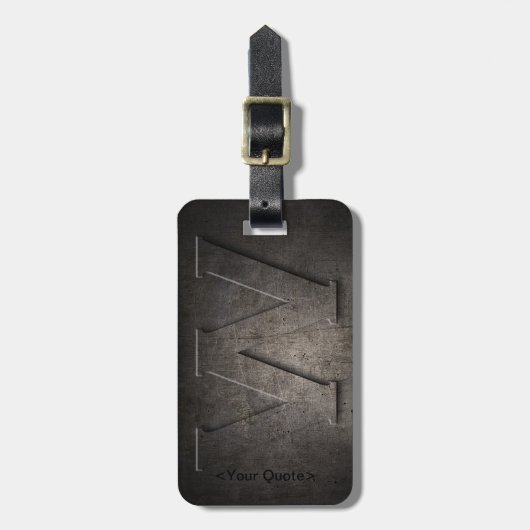 Schwarzer Monogramm-Reise-BronzeGepäckanhänger des Gepäckanhänger (Vorderseite vertikal)