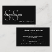 Schwarzer Monogramm-Steuer-Buchhalter Visitenkarte (Vorne/Hinten)