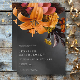 Schwarzer Moody Gothic Orange Lilie Geburtstag Einladung