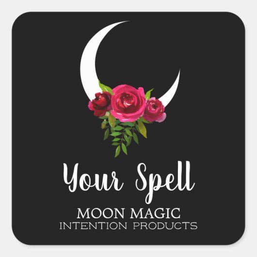 Schwarzer Moon Intention Zaubers Square Sticker (Vorderseite)