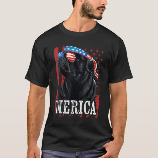 Schwarzer Mops 4. Juli Hundemama Hundepapa Merica T-Shirt