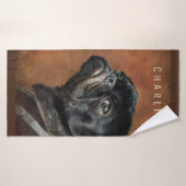 Schwarzer Mops Badehandtuch (Badehandtuch)