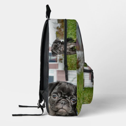 Schwarzer Mops Bedruckter Rucksack (Links)