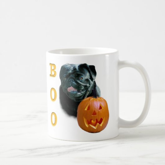 Schwarzer Mops Boo Kaffeetasse (Rechts)
