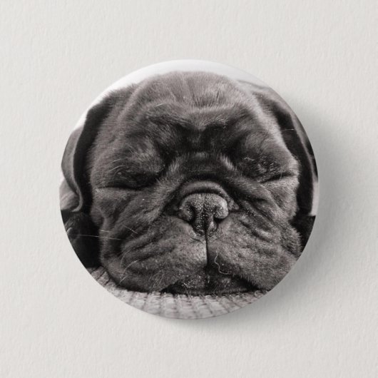 Schwarzer Mops Button (Vorderseite)