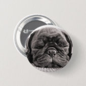 Schwarzer Mops Button (Vorne & Hinten)
