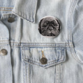Schwarzer Mops Button (Beispiel)