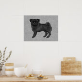 Schwarzer Mops Dog Canine Niedlicher Cartoon Illus Poster (Küche)