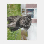 Schwarzer Mops Fleecedecke (Vorderseite)