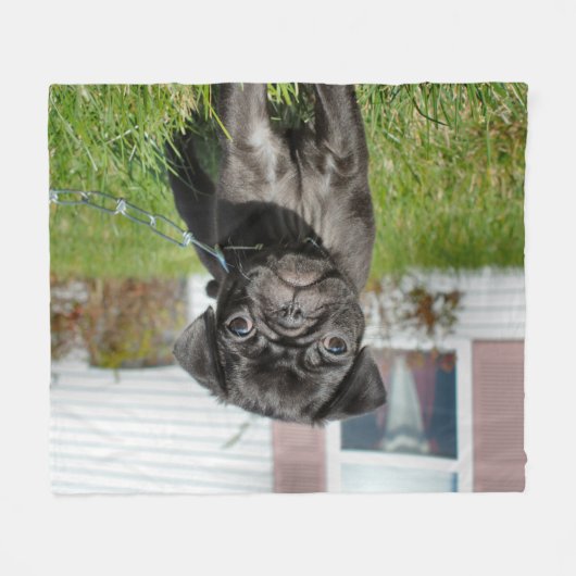 Schwarzer Mops Fleecedecke (Vorderseite (Horizontal))