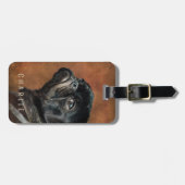 Schwarzer Mops Gepäckanhänger (Vorderseite horizontal)