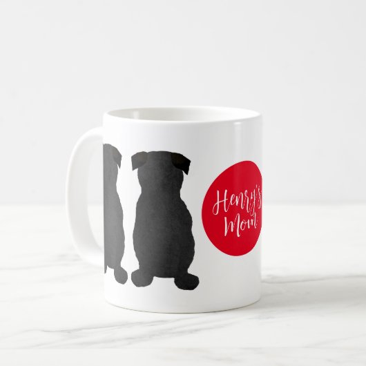 Schwarzer Mops - Geschenk für Mama Kaffeetasse (Vorderseite Links)