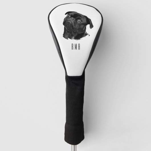 Schwarzer Mops Golf Headcover (Vorderseite)